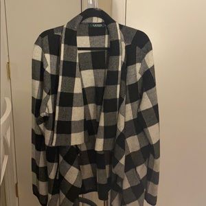 Lauren by Ralph Lauren Wool Plaid Cardigan size XL